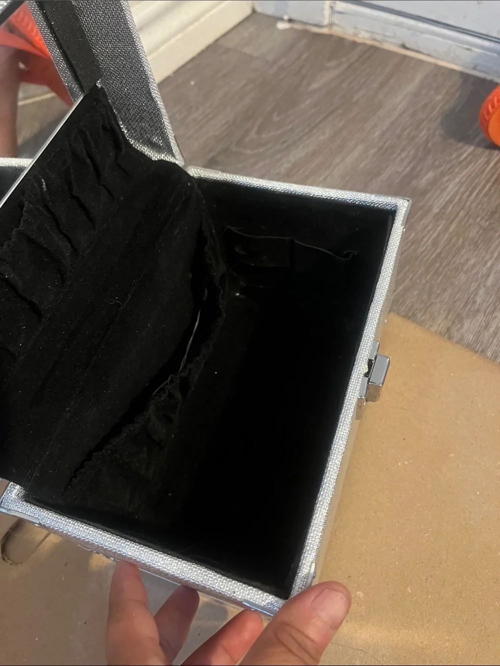 Silver Portable Storage Case with Handle